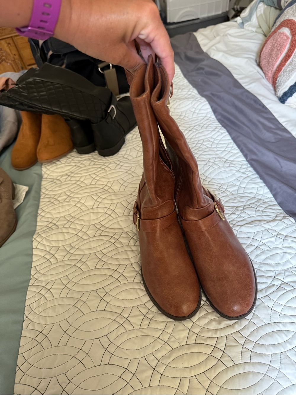 Classic Brown Mid-Calf Women's Riding Boots
